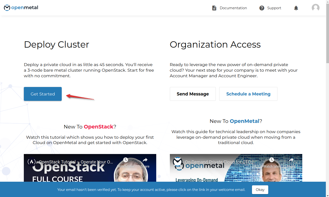OpenMetal Central Get Started
